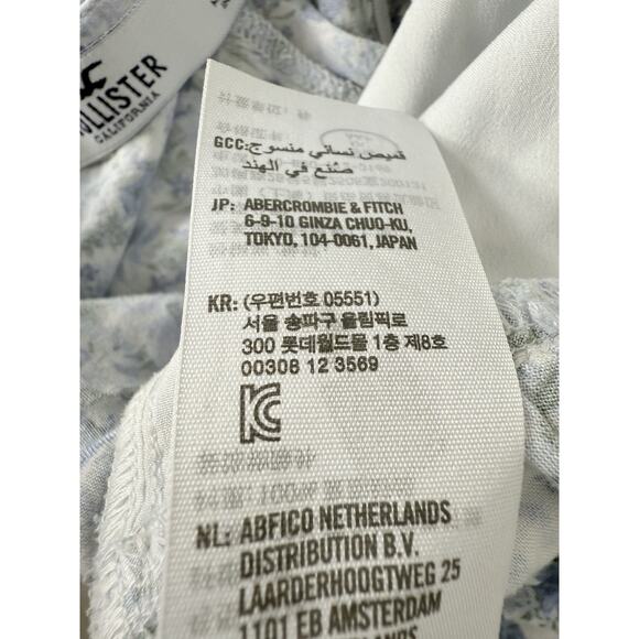 Hollister Blue Floral Milkmaid, Cottagecore Boho‎ Ruffle Sleeve Peplum - Picture 9 of 11